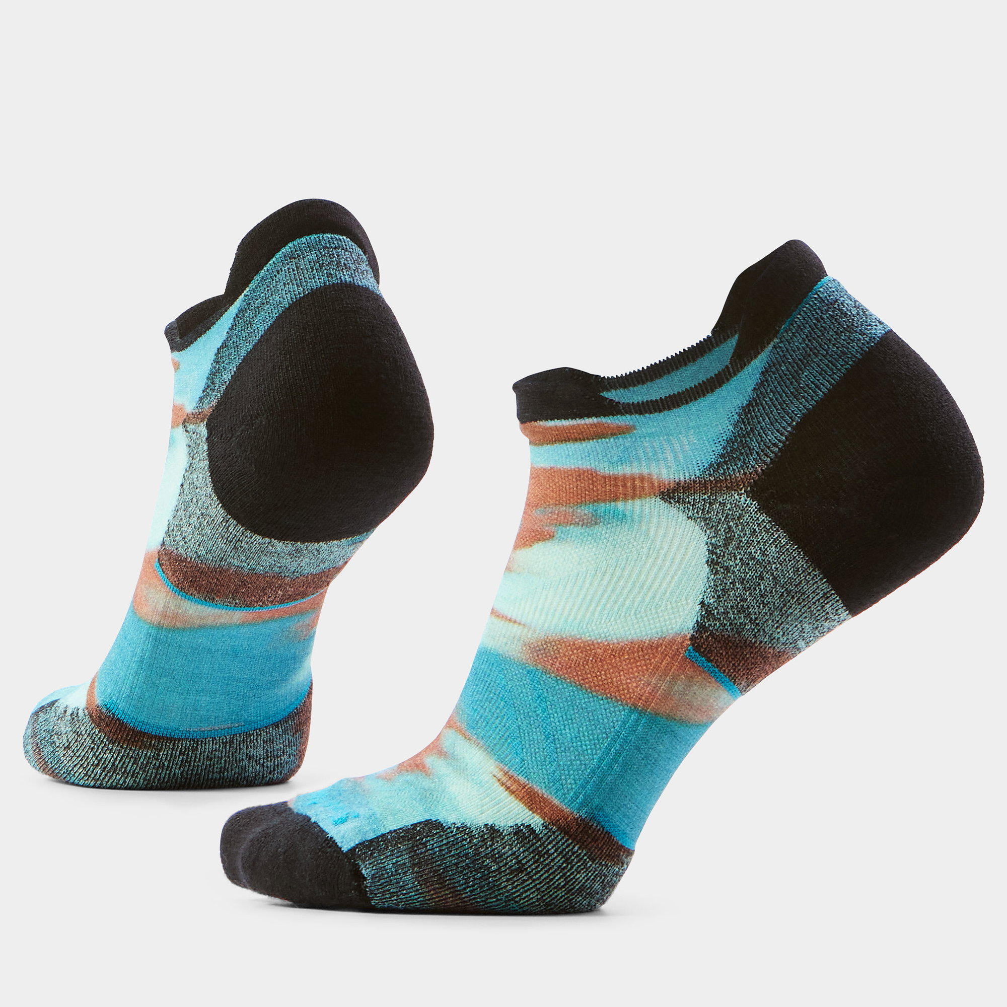 Smartwool Șosete Merino alergare Smartwool Run Brushed Print - albastru Nightfall | Low Ankle | Targeted Cushion