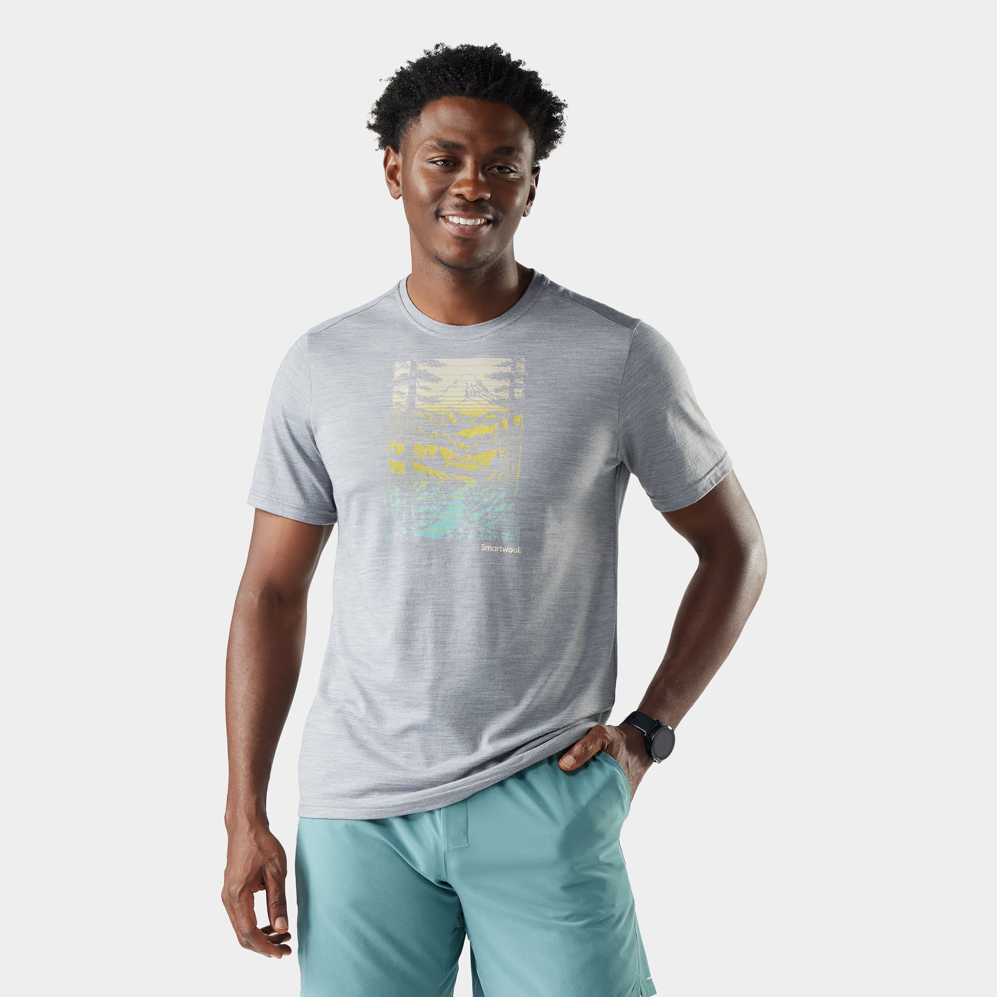 Smartwool Tricou Merino sport Smartwool Winding Trail - gri deschis Light Gray Heather