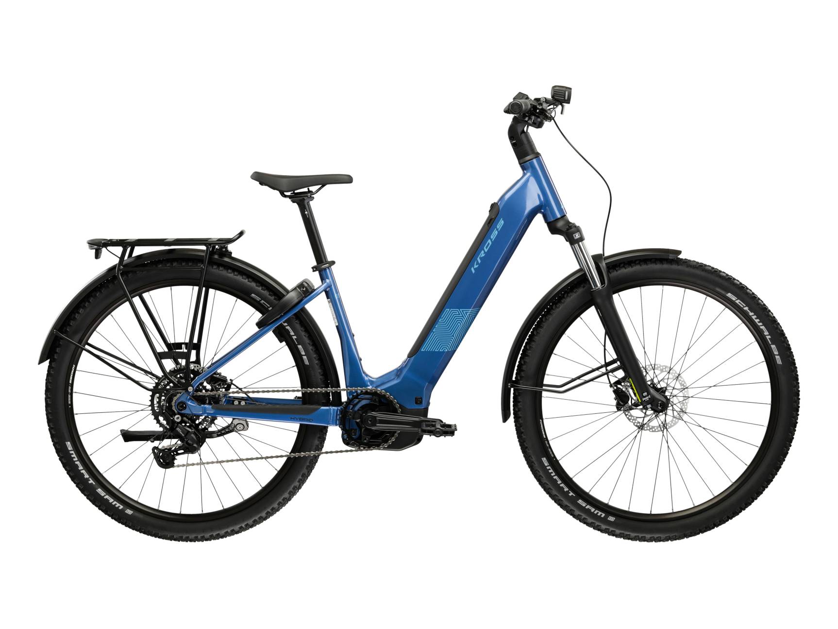 Kross Bicicleta Electrica MTB Kross Influx HYB SUV LS 2.0 600 27.5 inch albastra Shimano Cues
