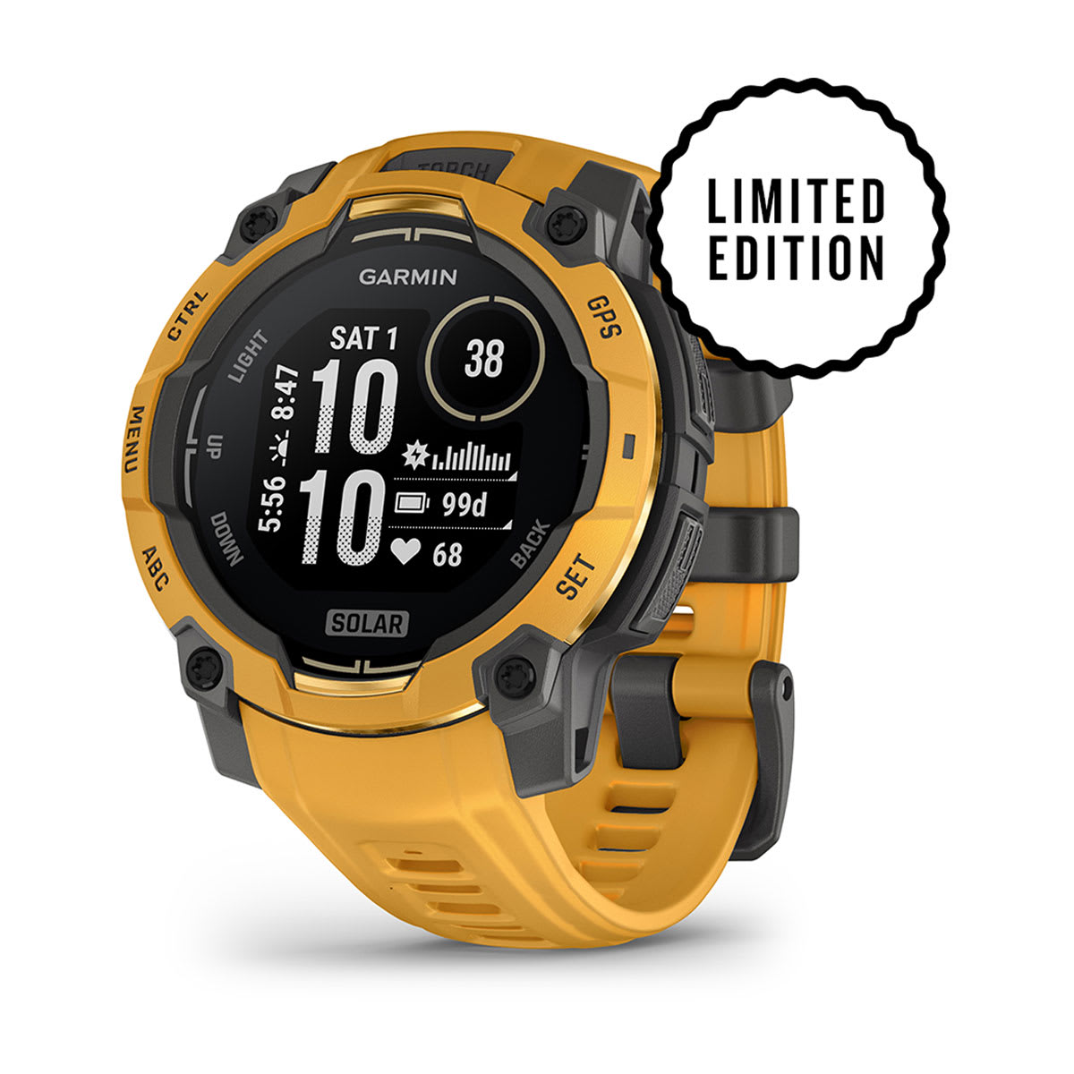 maximag cardio Garmin Instinct 3 – 45 mm, Solar | Sunburst curea cu Sunburst/Grey