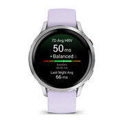 Garmin Venu 4 AMOLED 41 mm - Smartwatch cu GPS argintiu cu curea mov Periwinkle