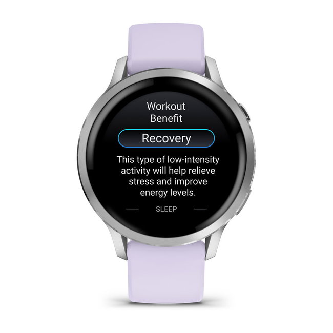 Garmin Venu 4 AMOLED 41 mm - Smartwatch cu GPS argintiu cu curea mov Periwinkle