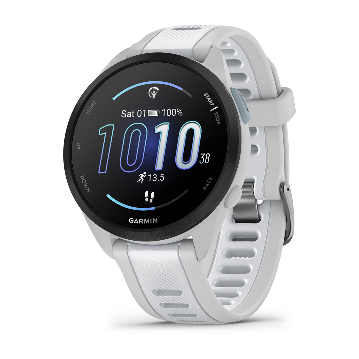 etichete Garmin - Forerunner 165 Music ceas multisport cu GPS AMOLED - alb Whitestone - gri mist grey