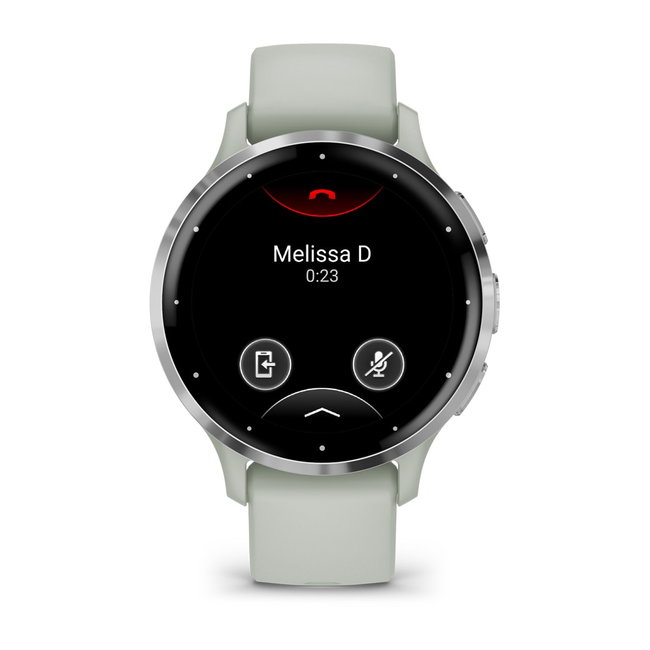 Garmin - Venu 3s smartwatch cu GPS și AMOLED - ramă argintie din oţel inoxidabil şi carcasă sage grey şi brăţară din silicon