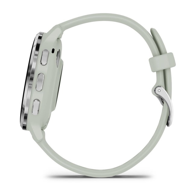 Garmin - Venu 3s smartwatch cu GPS și AMOLED - ramă argintie din oţel inoxidabil şi carcasă sage grey şi brăţară din silicon