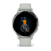 Garmin - Venu 3s smartwatch cu GPS și AMOLED - ramă argintie din oţel inoxidabil şi carcasă sage grey şi brăţară din silicon