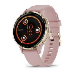 Garmin - Venu 3s smartwatch cu GPS și AMOLED - ramă din oţel inoxidabil Soft Gold cu carcasă Dust Rose şi curea din silicon