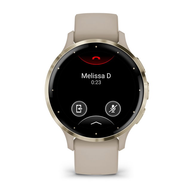 Garmin - Venu 3s smartwatch cu GPS și AMOLED - ramă din oţel inoxidabil Soft Gold cu carcasă French Gray şi curea din silicon