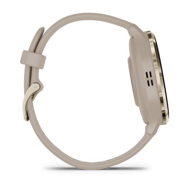 Garmin - Venu 3s smartwatch cu GPS și AMOLED - ramă din oţel inoxidabil Soft Gold cu carcasă French Gray şi curea din silicon