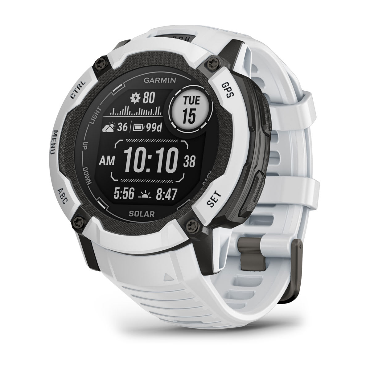 maximag cardio Garmin Instinct 2X Solar - smartwatch robust cu GPS - Alb Ceramic