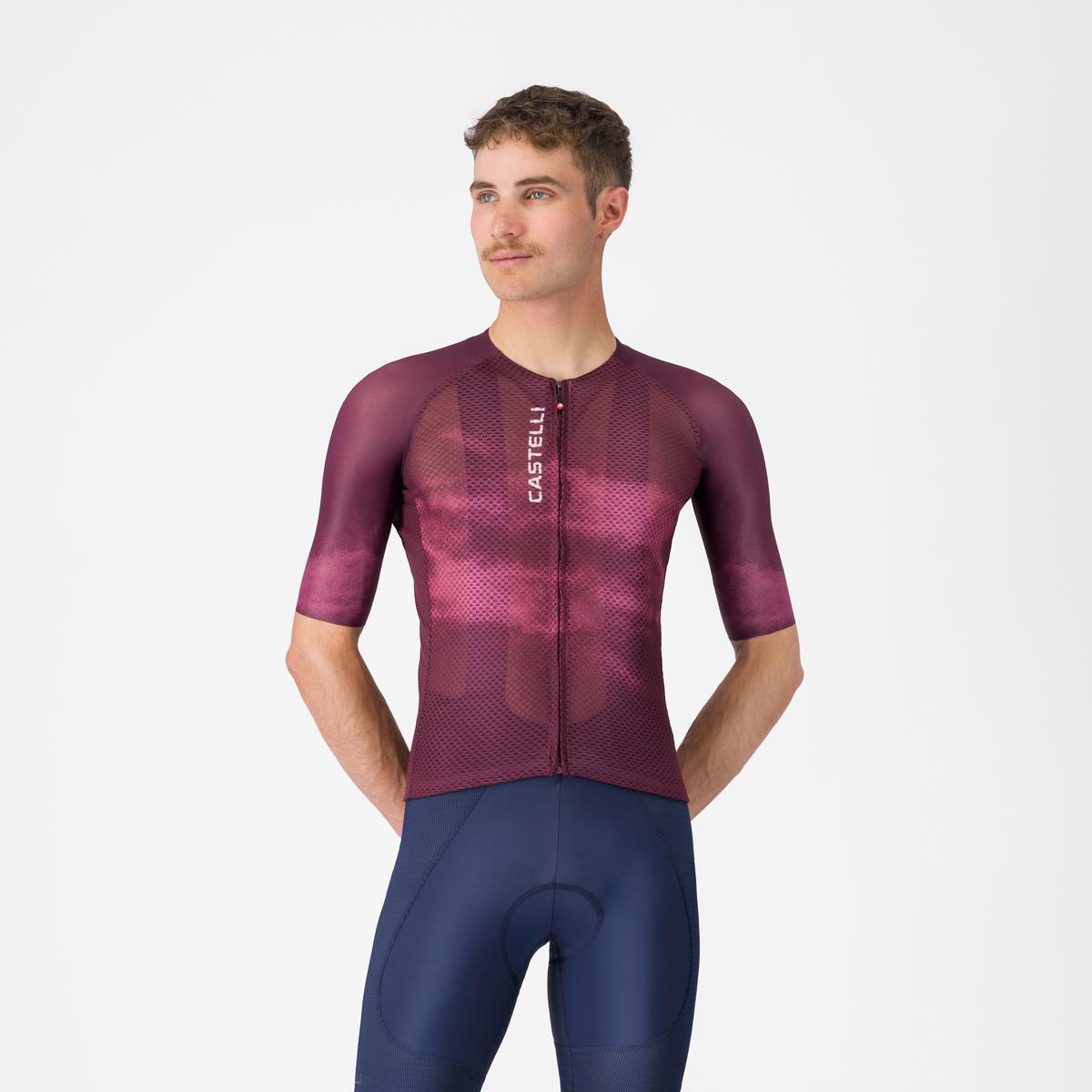 Castelli Tricou cu maneca scurta Castelli Climbers A/C, pentru barbati, alb/bordo