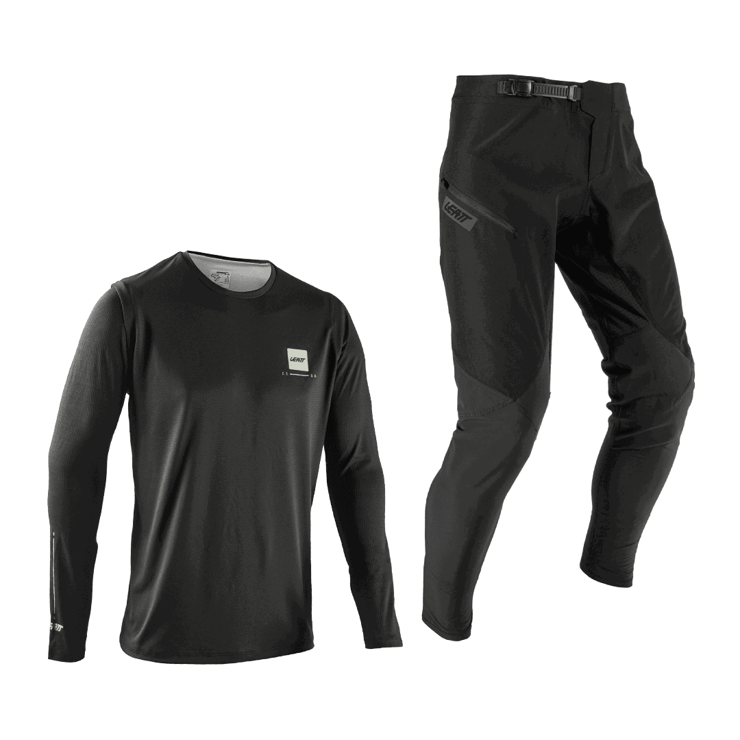 Bicycle Jerseys Bluza si Pantaloni Leatt Ride Kit MTB 1.0 Ghost Black