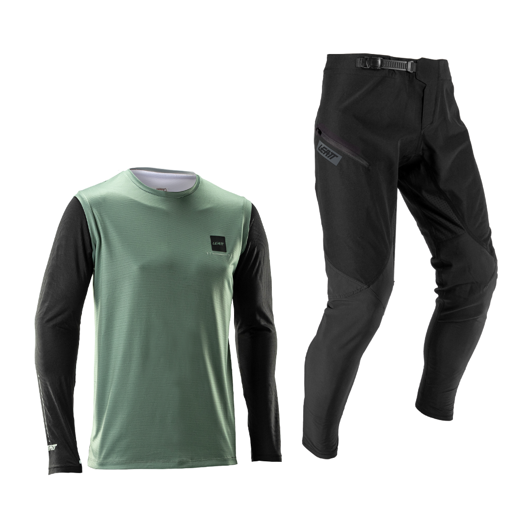 Bicycle Jerseys Bluza si Pantaloni Leatt Ride Kit MTB Gravity 1.0 Jr Mist Green