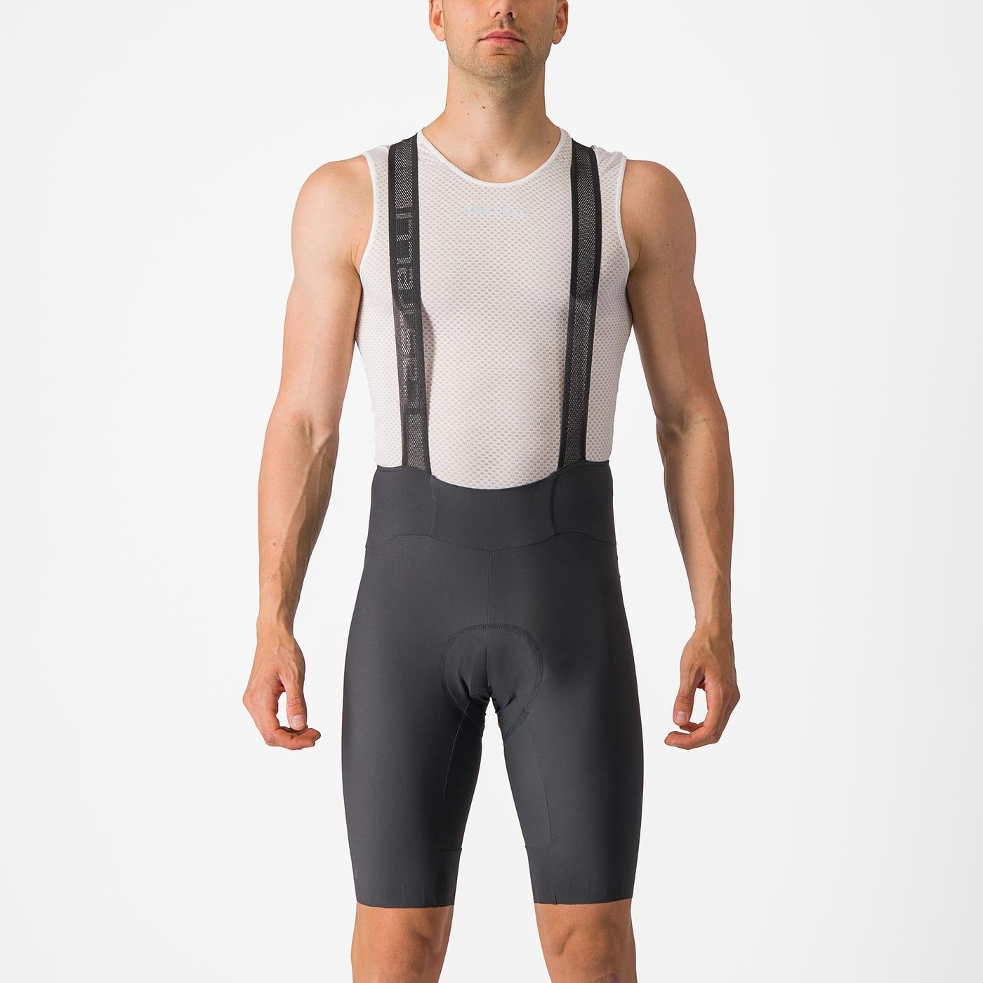 Pantaloni scurti cu bretele Castelli Espresso, Gri Inchis