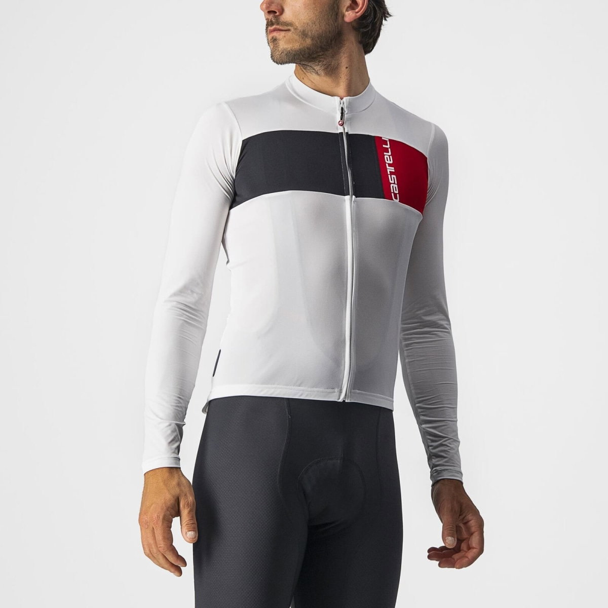Tricou cu maneca lunga Castelli Prologo 7 LS, Alb/Negru/Rosu