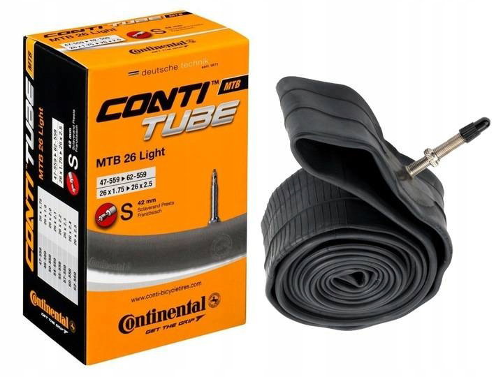 Bicycle Tubes Camera Continental MTB 26 Light, 47/62-559, 26x1.75-2.5, S42