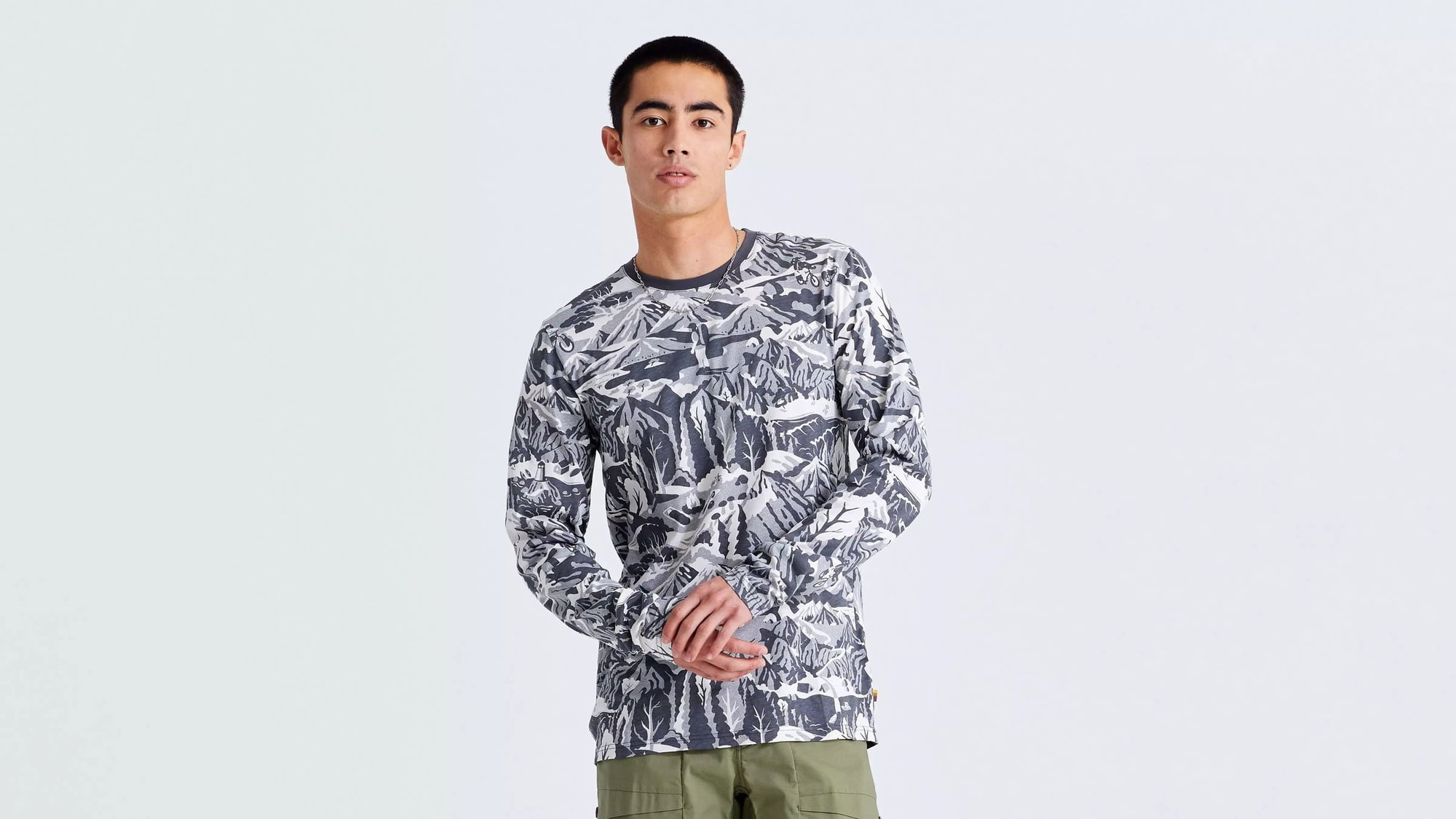 Specialized Tricou Ciclism SPECIALIZED/FJALLRAVEN Men's Cotton Caliswe (L/S) - Basalt/Eggshell