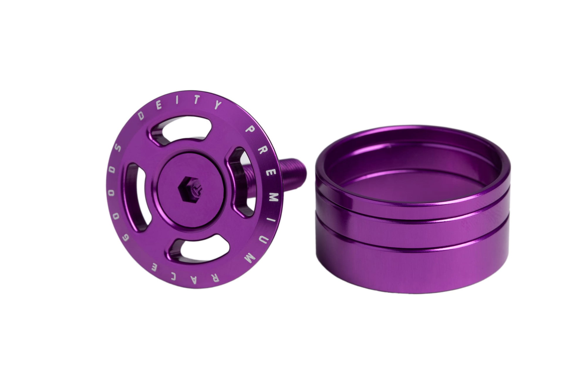 Bicycle Headset Parts Floare Furca cu Capac DEITY Crosshair cu Distantiere - Purple