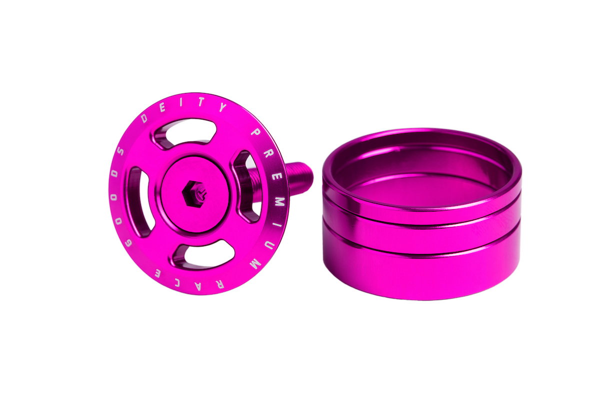 Bicycle Headset Parts Floare Furca cu Capac DEITY Crosshair cu Distantiere - Pink