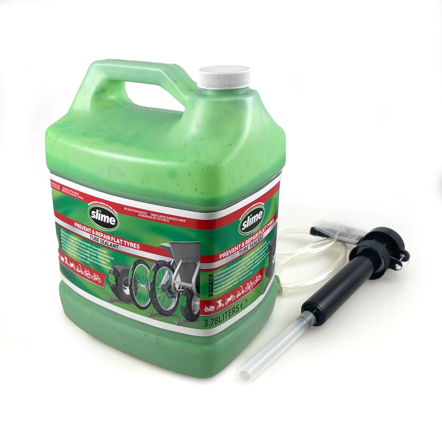 Bicycle Parts Lichid anti-pană Slime pentru cameră, 3,8l, cu pompă de umplere (30 roți) (10153S) - 10204-5