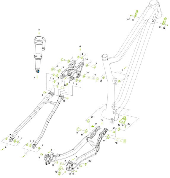 Bicycle Parts Kit Șuruburi Cadru Merida 2017-2020 eOne-Twenty / eOne-Sixty