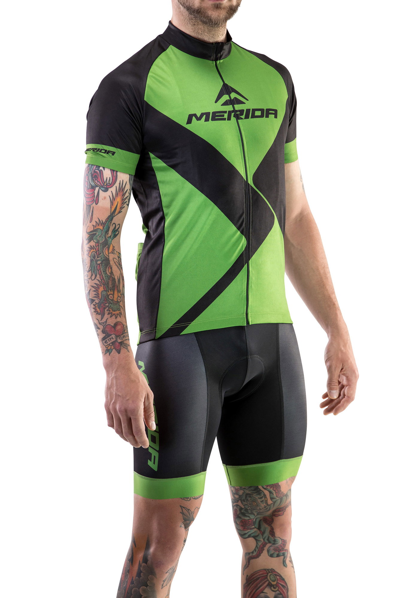 Merida Tricou ciclism Merida Rhombe Design scurt verde negru fermoar lung 740122-435