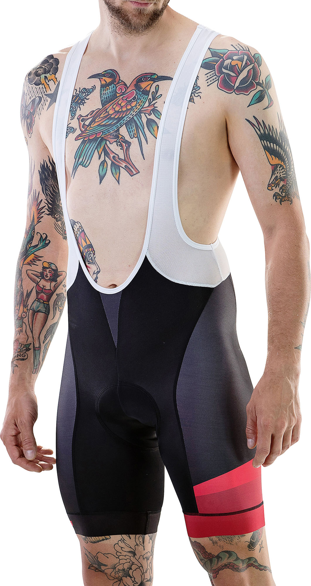 Merida Pantaloni Merida Cx Design scurt negru/roșu cu bretele 740566-422R 3XL