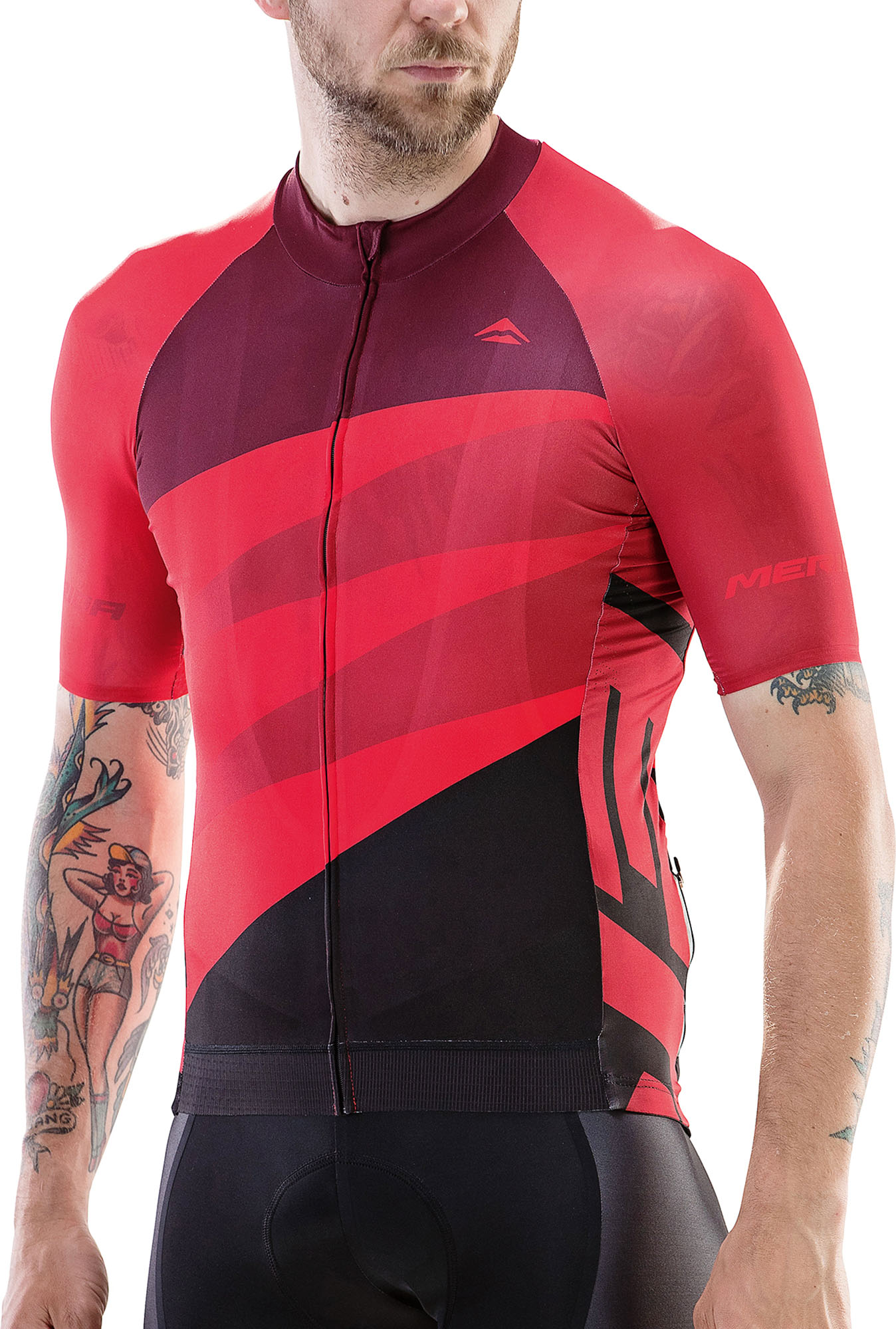 Merida Tricou ciclism Merida Cx Design scurt 422 S Roșu/Negru fermoar lung - 15512T0422