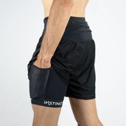Instinct - Pantaloni scurti maraton barbati - Trail Short Marathon 2-in-1 - Negru