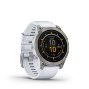 Garmin - epix Pro 47mm Gen 2 Sapphire smartwatch premium AMOLED - ramă din titanium si curea din silicon albă