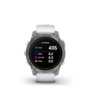 Garmin - epix Pro 47mm Gen 2 Sapphire smartwatch premium AMOLED - ramă din titanium si curea din silicon albă