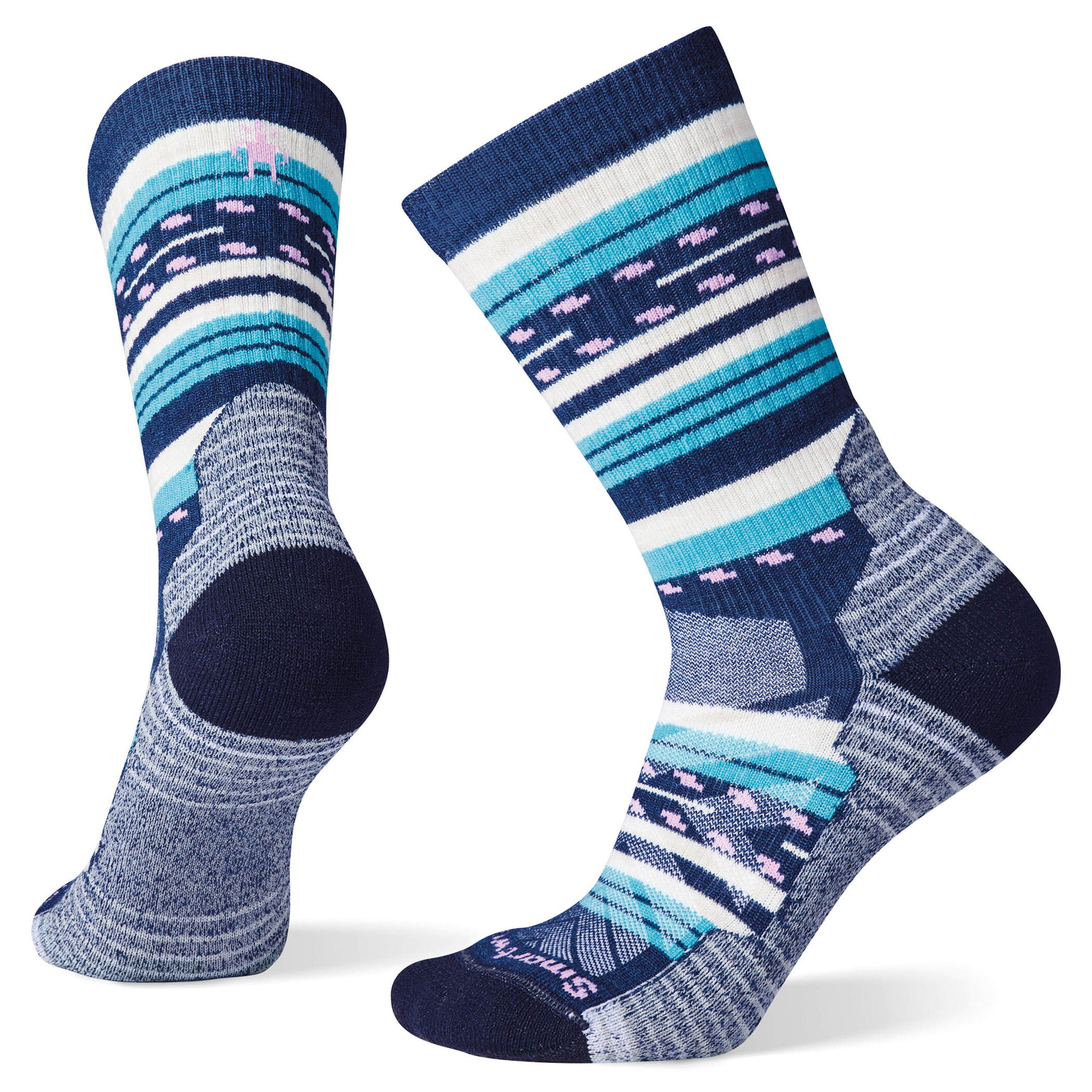 Smartwool Smartwool - sosete sport femei Hike Margarita Light Cushion Crew - albastru alpin alb negru