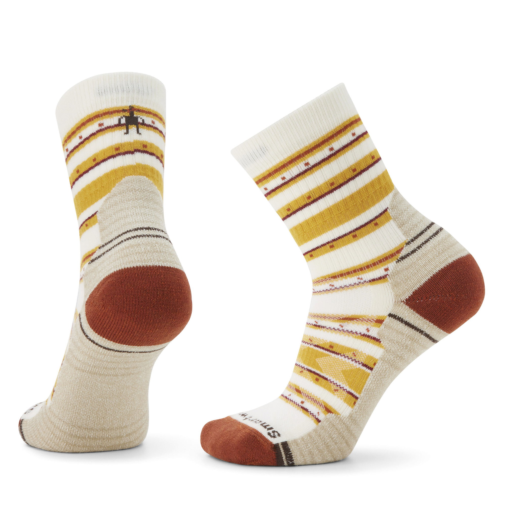 Smartwool Smartwool - sosete sport femei Hike Stitch Stripe Light Cushion Mid Crew socks - alb maro Natural galben