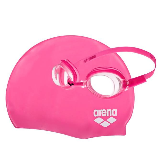 Arena - set ochelari inot si casca pentru copii - Pool Set Jr - Fuchsia | Clear | Fuchsia | White