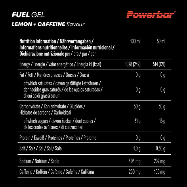 Gel energizant PowerBar Fuel Gel 30 50ml - lămâie + cofeină