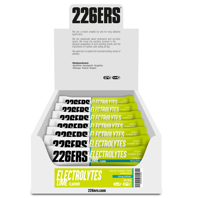 Baton gumat energizant 226ers Vegan Gummy Bar Electrolyte 30g - lime