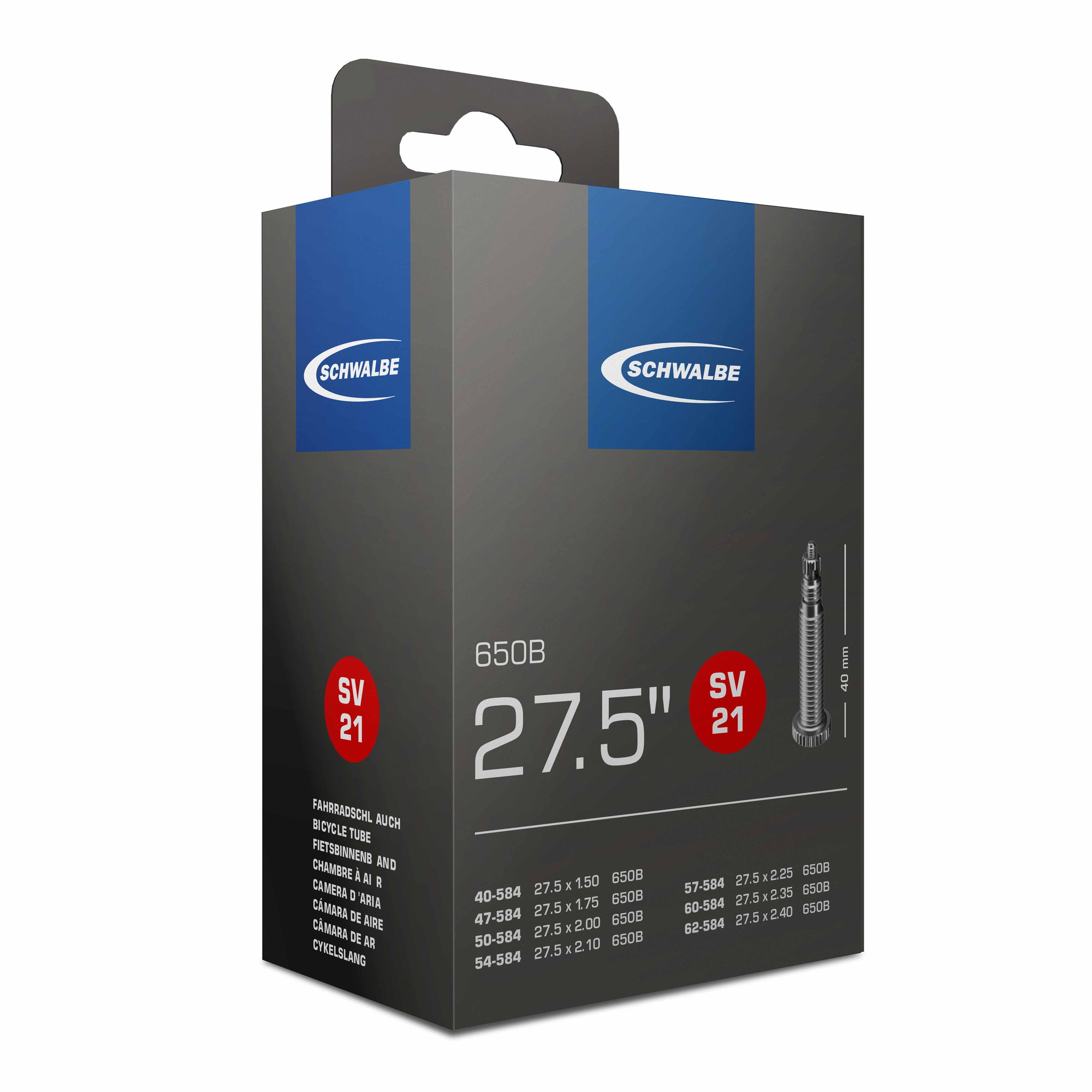 Bicycle Tubes Camera SCHWALBE SV21A Extra Light 27.5 (40/62-584) EK 40mm