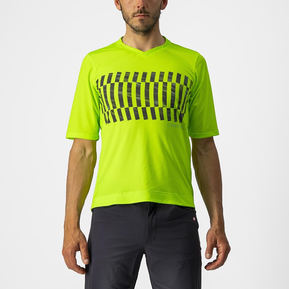 Bicycle Jerseys Jersey cu maneca scurta Castelli Trail Tech Tee Galben Fluo/Negru M