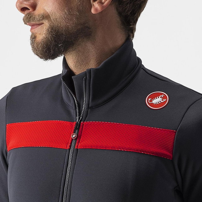 Castelli - tricou maneca lunga 14-20 gr C - Puro 3 FZ - antracit | rosu