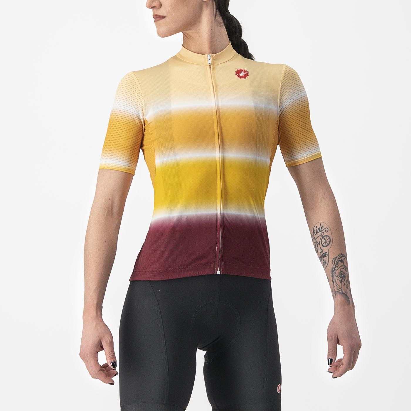 Bicycle Jerseys Tricou cu maneca scurta Castelli Dolce de dama Galben/Visiniu M