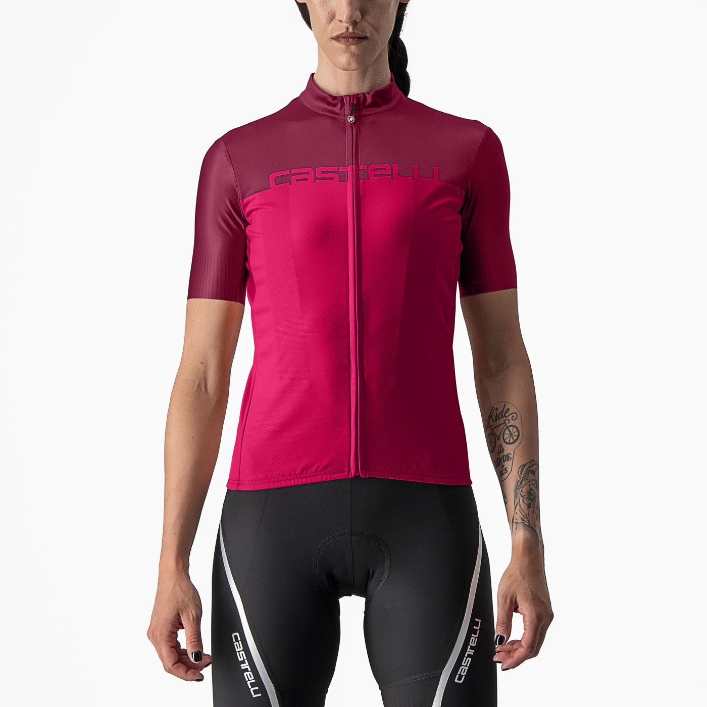 Bicycle Jerseys Tricou cu maneca scurta Castelli Velocissima de dama Rosu/Visiniu