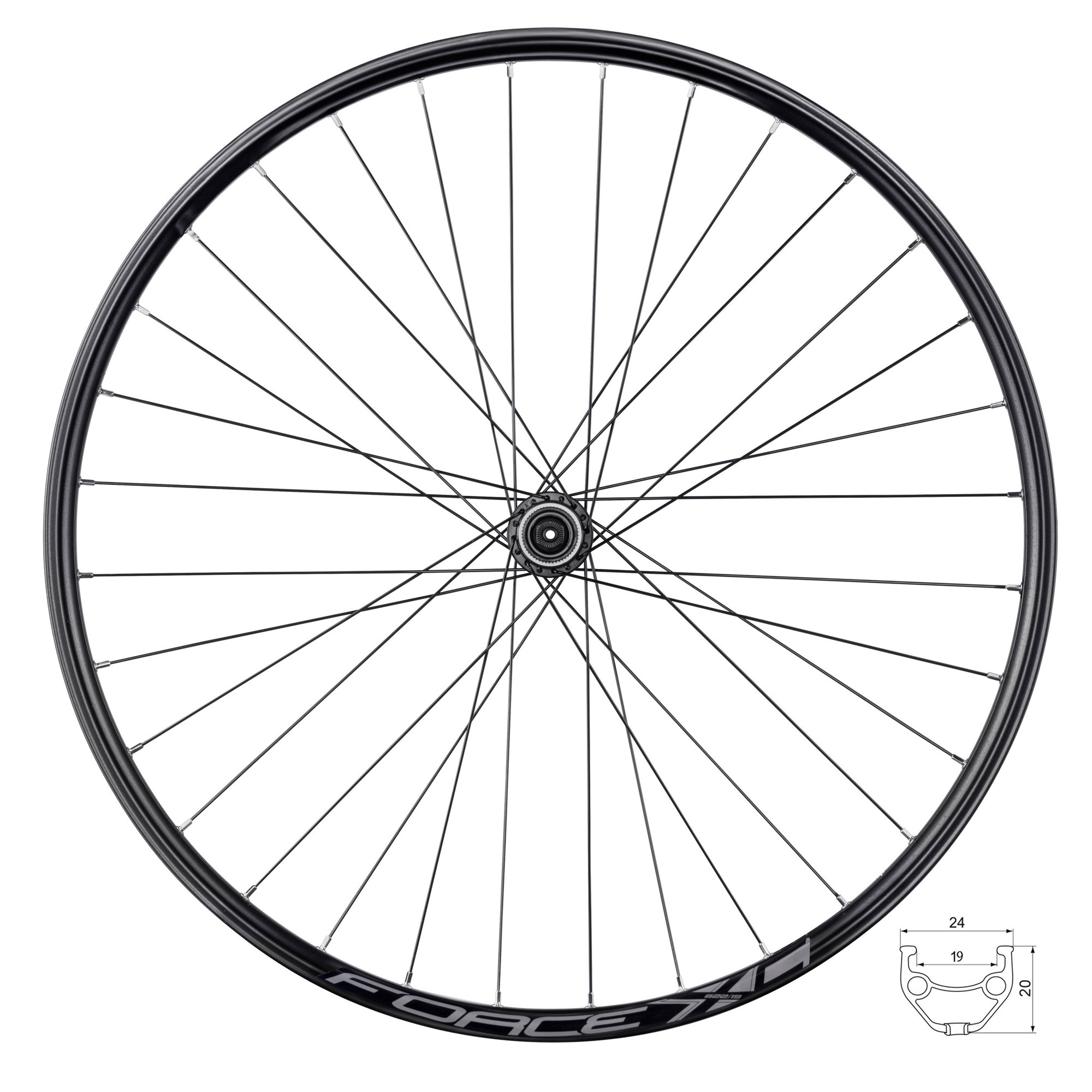 Bicycle Wheels Roata fata 28/29 Force XC Disc 622x19 centerlock neagra
