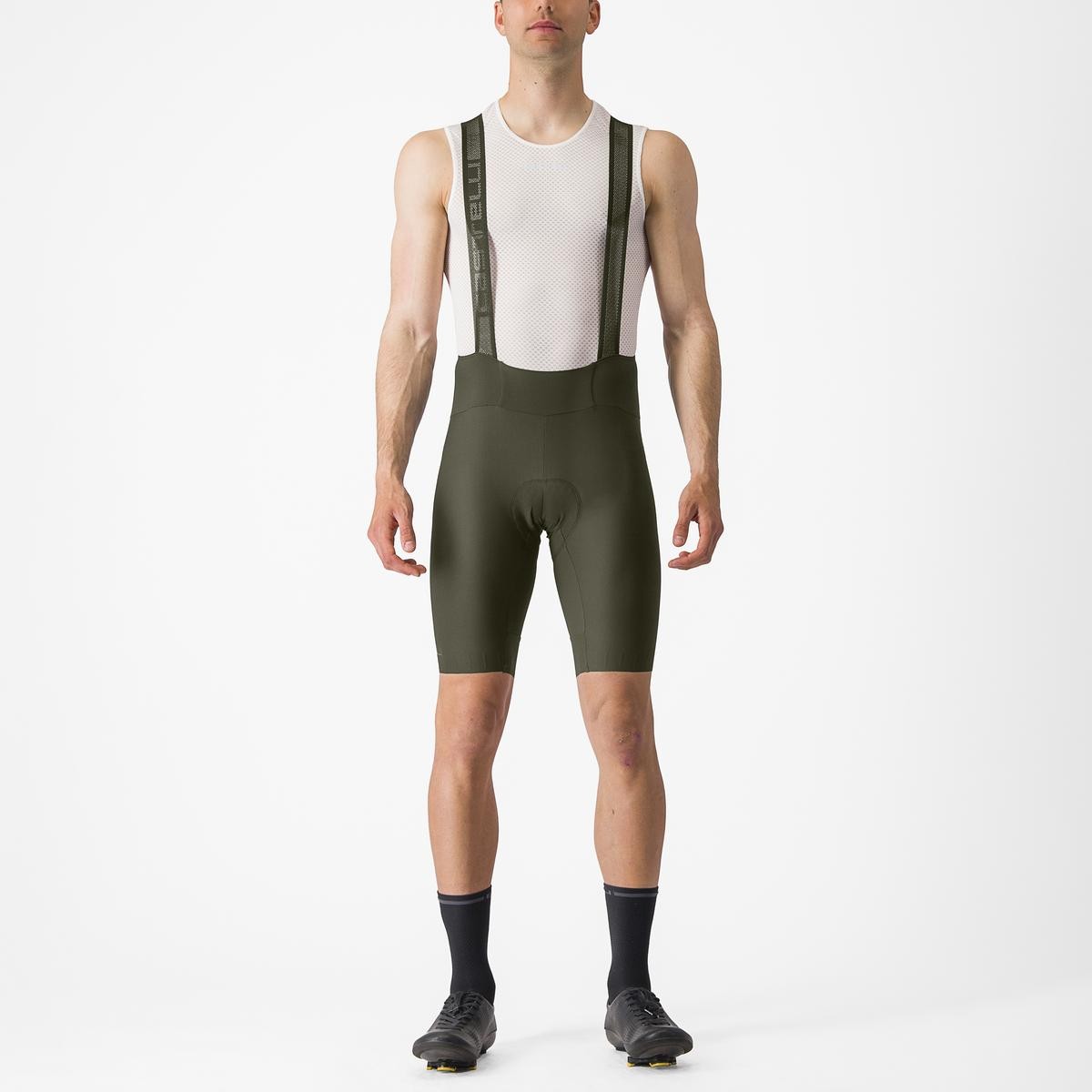 Bicycle Bibs Pantaloni scurti cu bretele Castelli Espresso Verde Inchis M