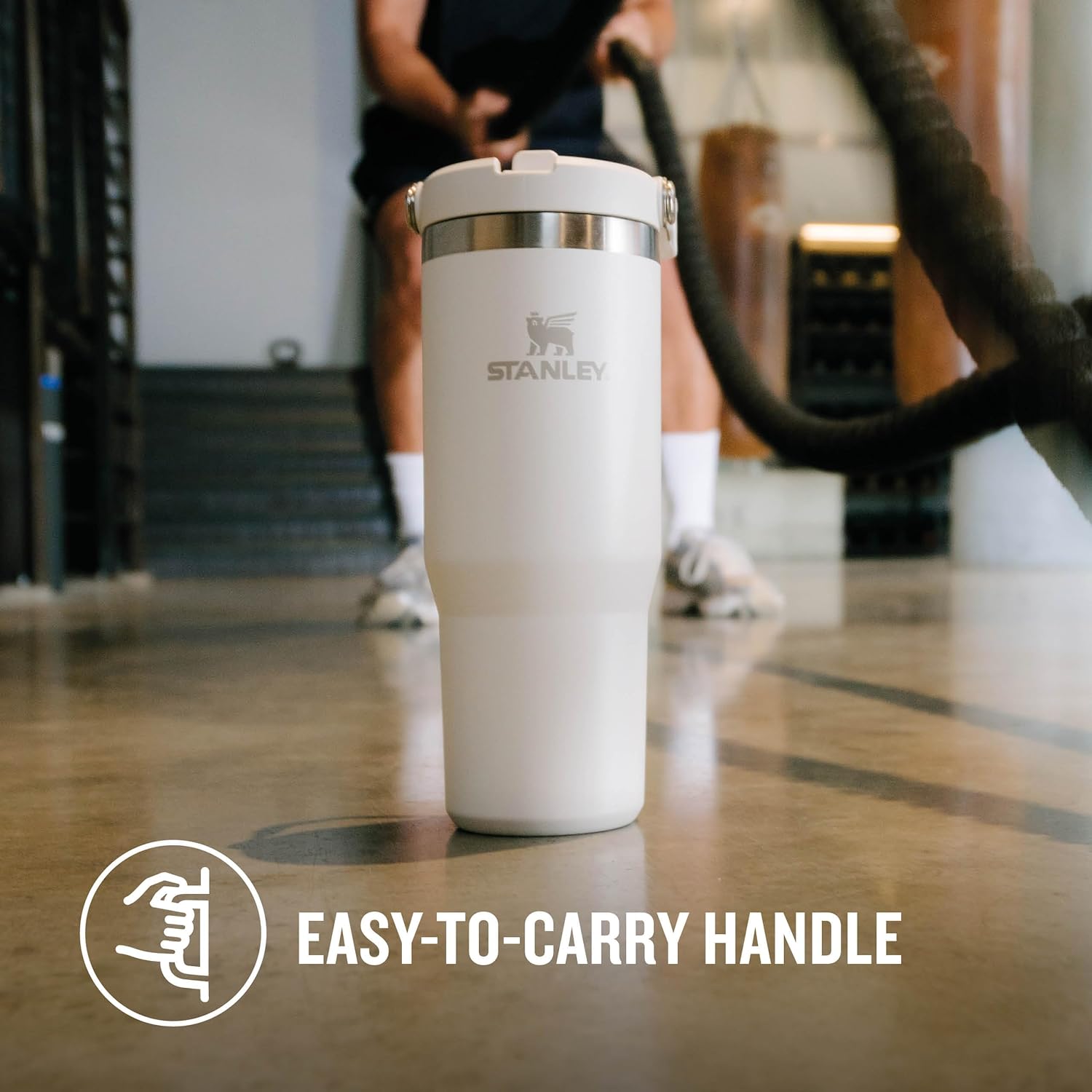Stanley - termos tip sticla cu pai - Flip Straw Tumbler - alb