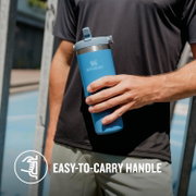 Stanley - termos tip sticla cu pai - Flip Straw Tumbler - albastru intens azur - 890 ml - Personalizat Trisport - Garmin