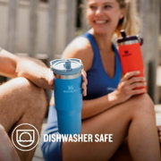 Stanley - termos tip sticla cu pai - Flip Straw Tumbler - albastru intens azur - 890 ml - Personalizat Trisport - Garmin