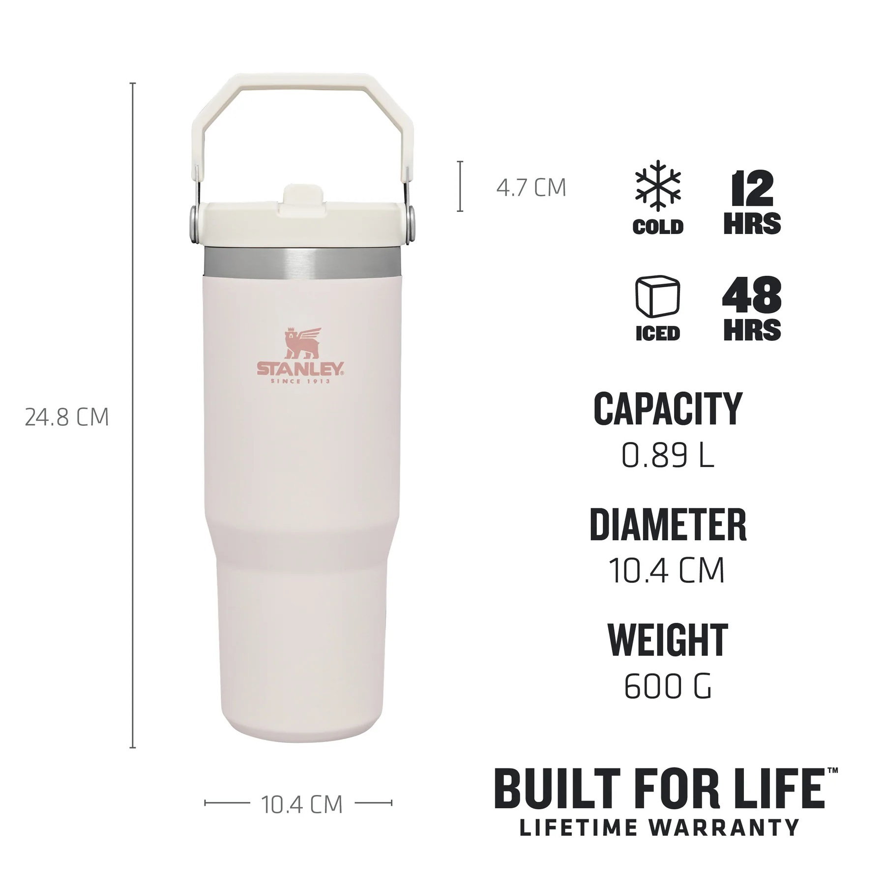 Stanley - termos tip sticla cu pai - Flip Straw Tumbler - roz