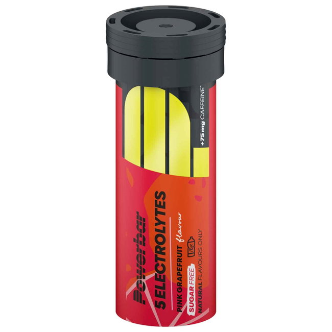Tablete efervescente PowerBar 5Electrolytes 10 tablete - grepfrut roz + cofeină