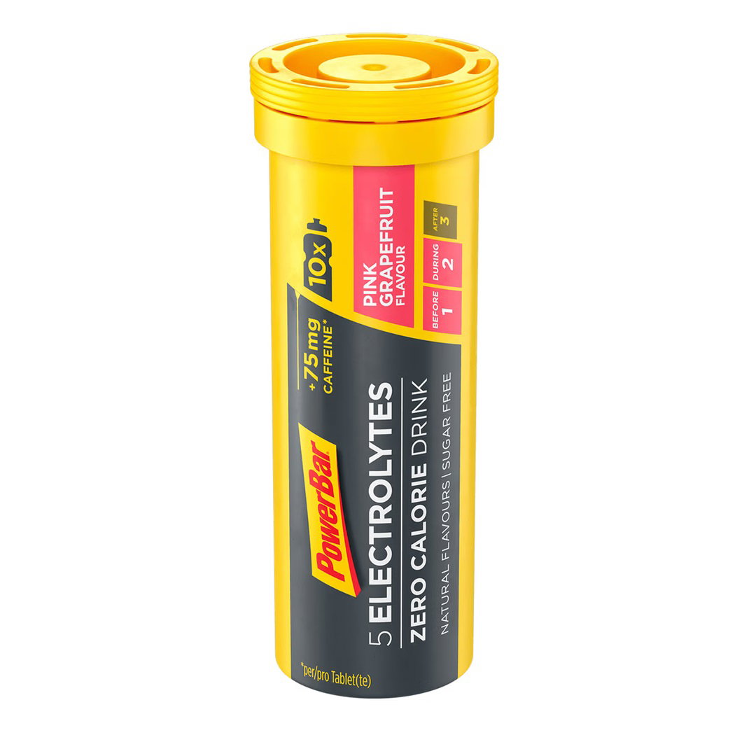 bradut artificial Powerbar - pastile efervescente hidratare si mineralizare 5 Electrolytes, aroma grapfruit roz - cutie 10x 4.2g