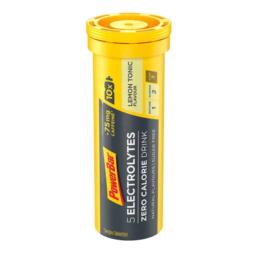 Nutrition Drinks & Shakes Powerbar - pastile efervescente hidratare si mineralizare 5 Electrolytes, aroma lamaie tonica - cutie 10x 4.2g